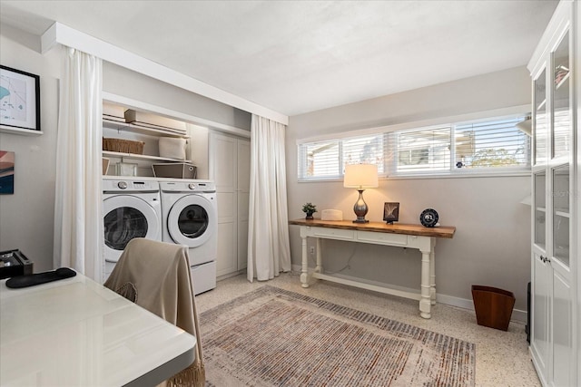 washroom featuring independent washer and dryer