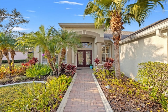 view of exterior entry with french doors