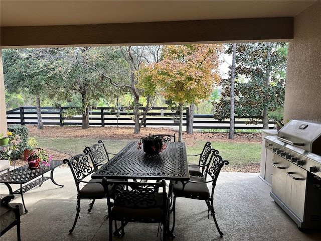 view of patio with an outdoor kitchen