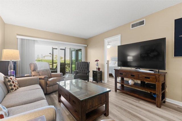 living room with light wood-type flooring