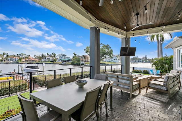 view of patio / terrace with outdoor lounge area and ceiling fan