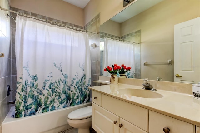 full bathroom featuring vanity, toilet, and shower / bath combo