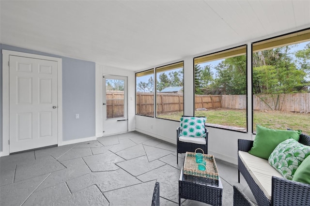 view of unfurnished sunroom