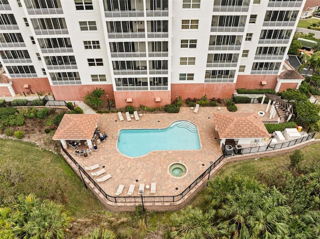 view of swimming pool with a patio