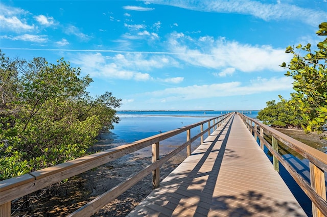 view of dock featuring a water view