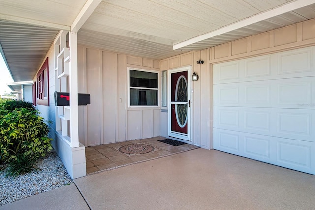 entrance to property with a garage