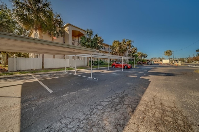 view of parking with a carport