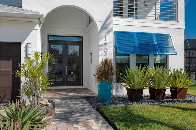 property entrance with french doors