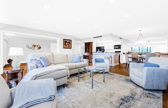 living room featuring hardwood / wood-style flooring