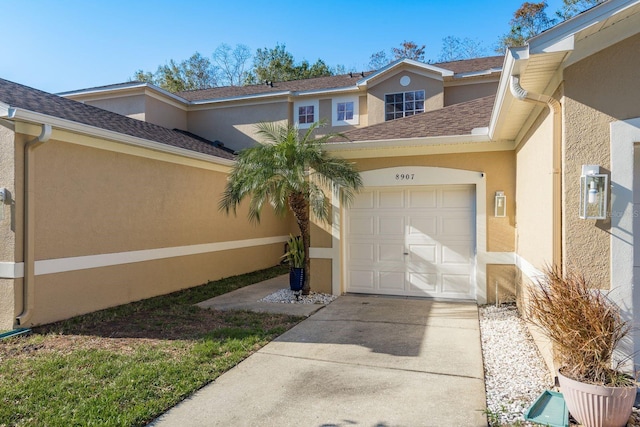 exterior space featuring a garage