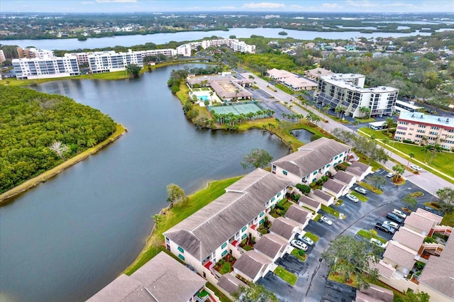 bird's eye view featuring a water view