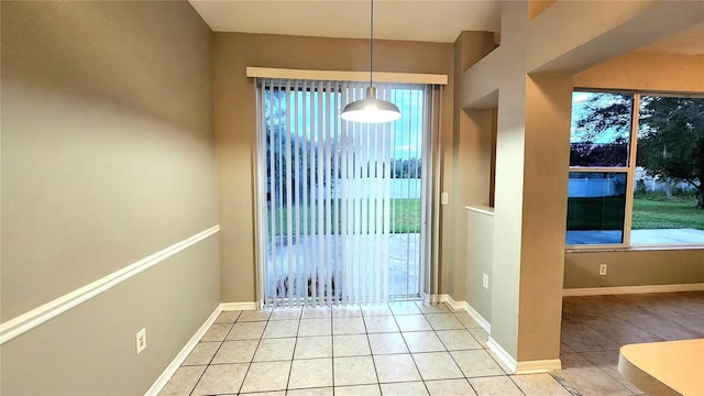 interior space featuring light tile patterned floors