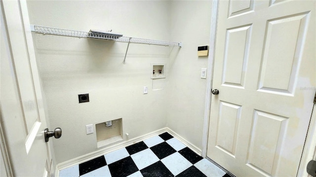 clothes washing area featuring hookup for an electric dryer and washer hookup