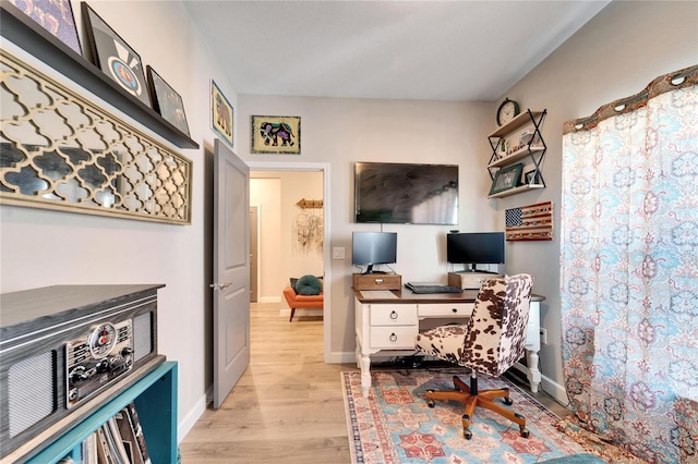 office space featuring light hardwood / wood-style flooring