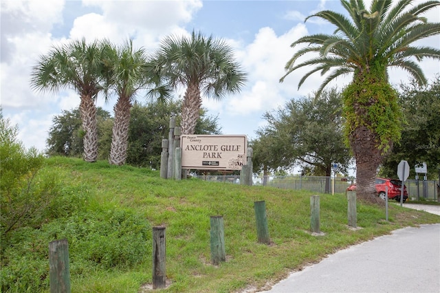 view of community sign