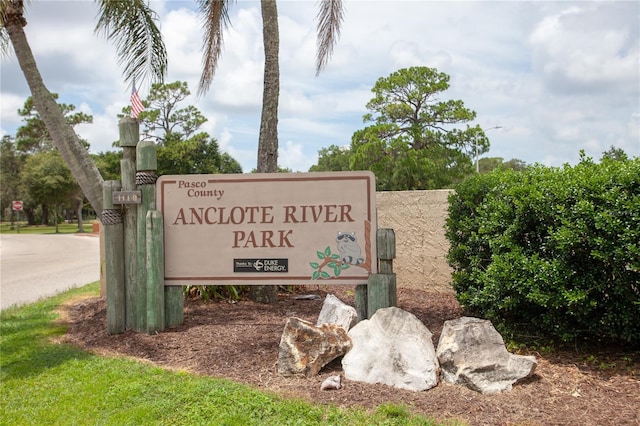 view of community sign