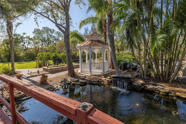 dock area with a gazebo