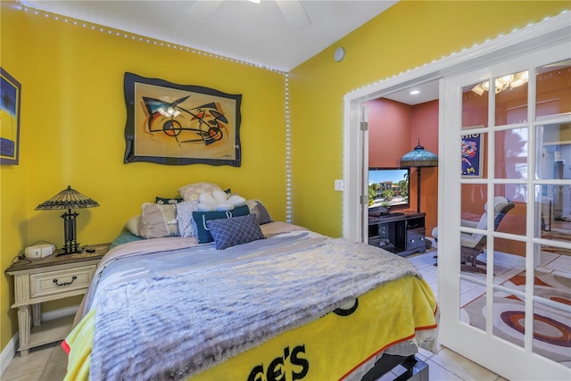 bedroom with light tile patterned floors