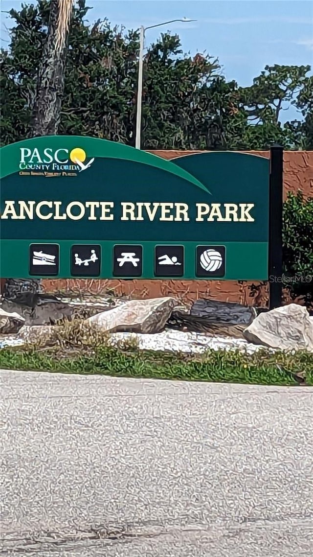 view of community sign