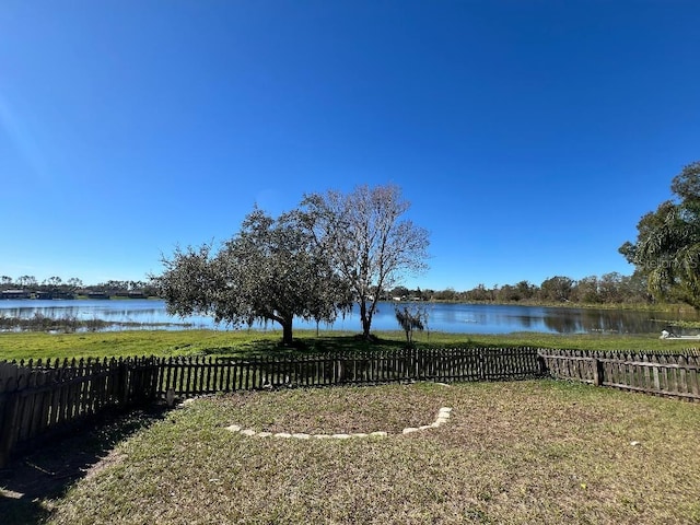 view of yard with a water view