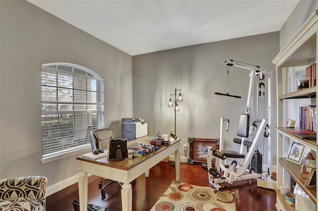 office area with hardwood / wood-style flooring