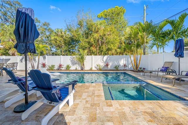 view of pool featuring a patio