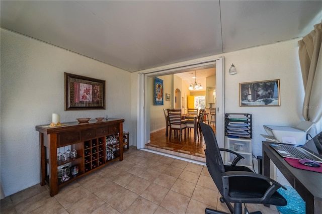 office area featuring light tile patterned floors