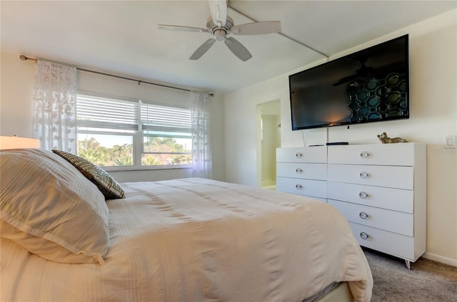 bedroom with carpet flooring and ceiling fan