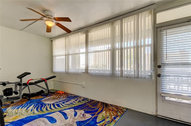 bedroom featuring ceiling fan