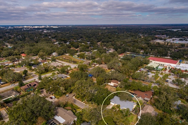 view of aerial view at dusk