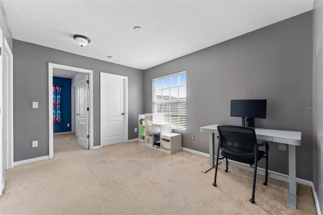 view of carpeted home office