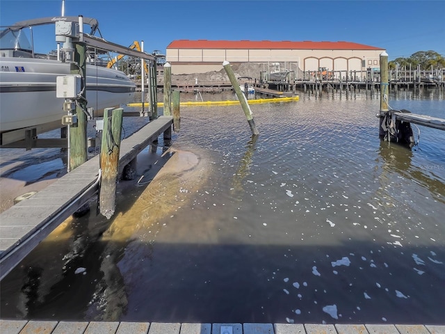 dock area with a water view