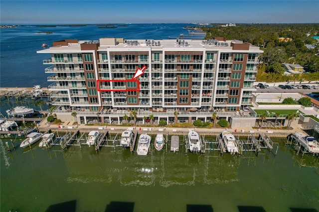 view of property with a water view