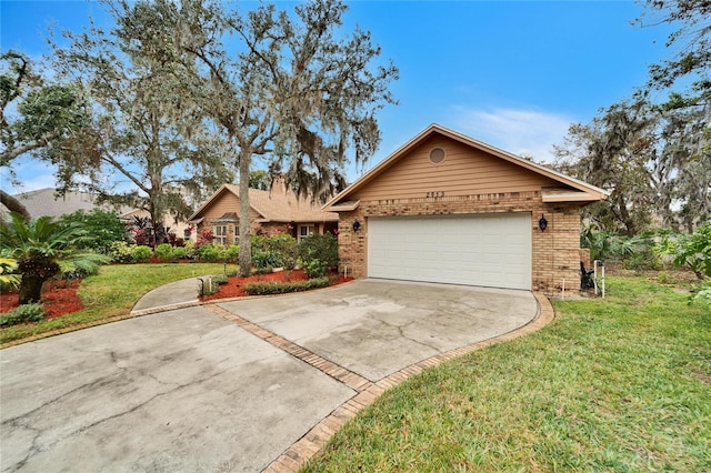 ranch-style house with a front lawn