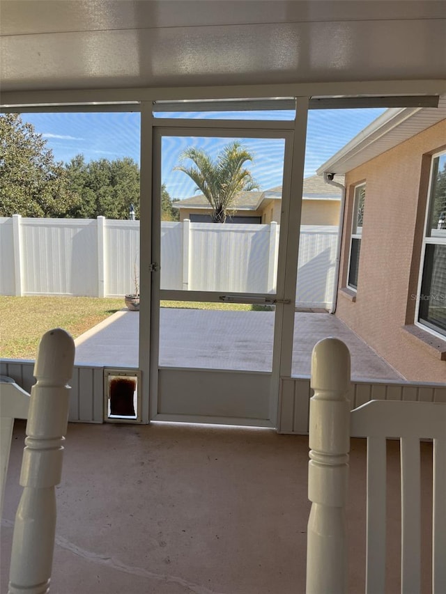 view of unfurnished sunroom