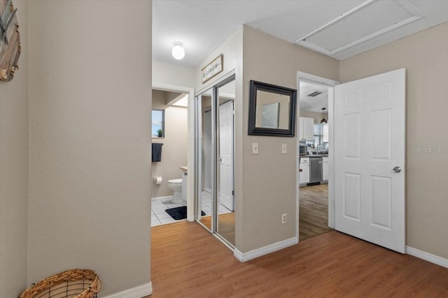 hall featuring hardwood / wood-style floors