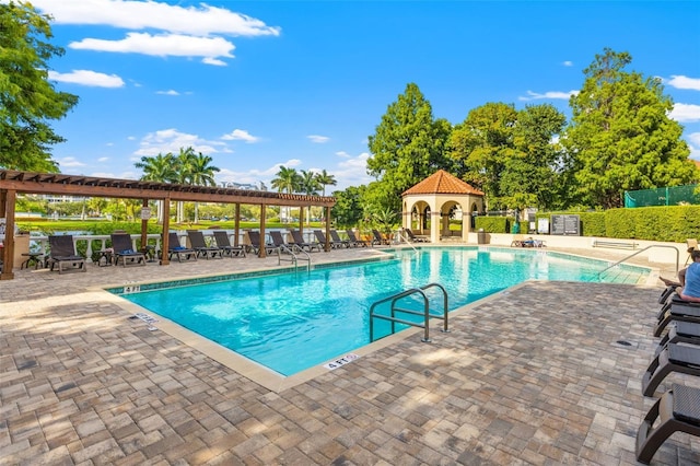 view of swimming pool featuring a patio