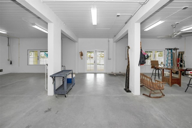 garage featuring french doors