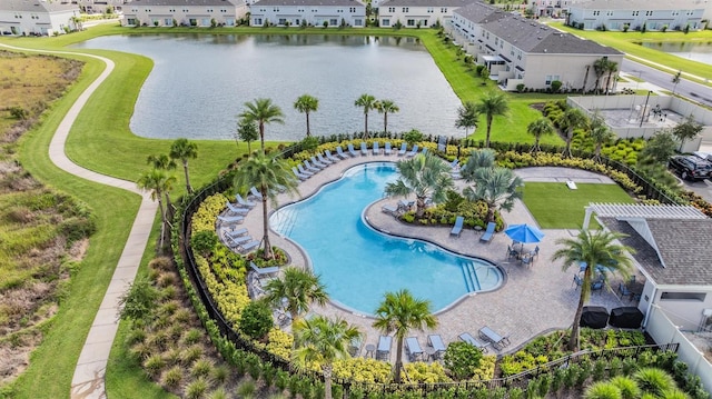 bird's eye view featuring a water view