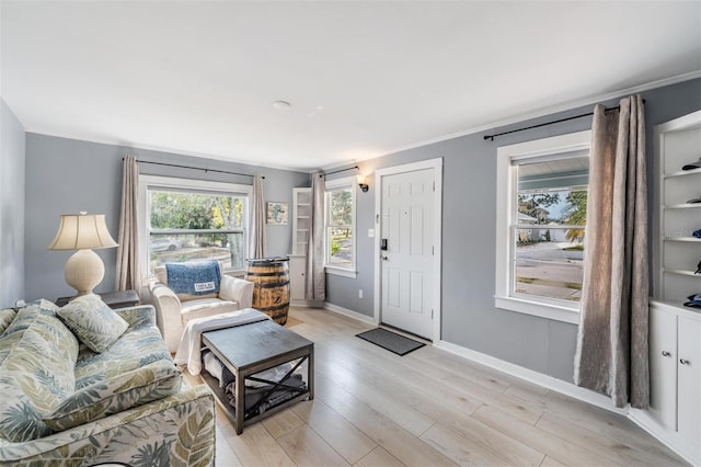 living room featuring light hardwood / wood-style flooring