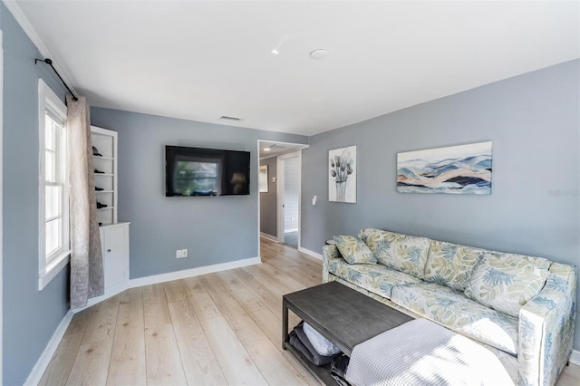 living room featuring light hardwood / wood-style flooring