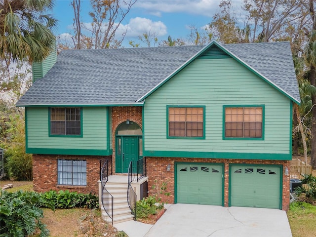 bi-level home with a garage