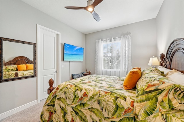 bedroom with carpet and ceiling fan