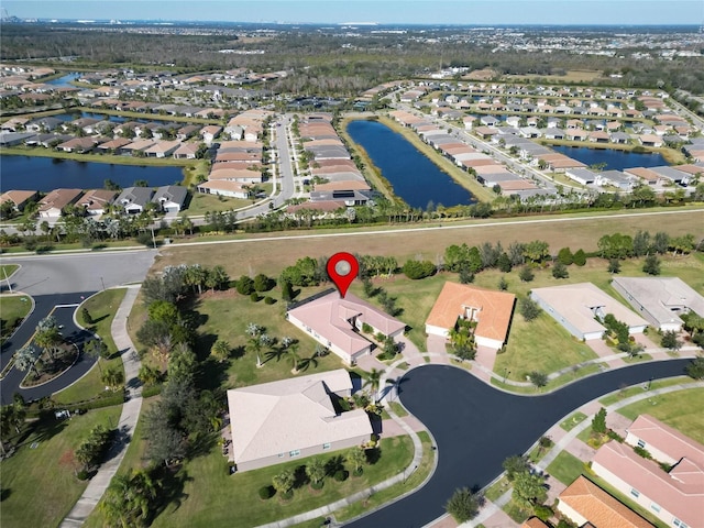 bird's eye view featuring a water view