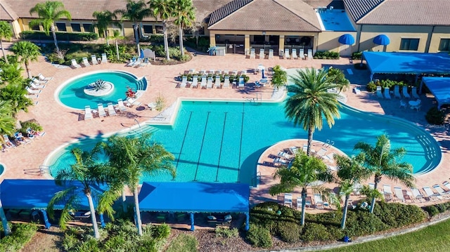 view of swimming pool featuring a patio