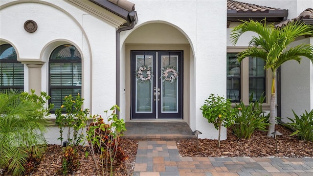 property entrance with french doors