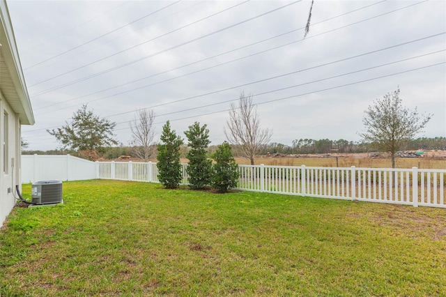 view of yard featuring central AC unit