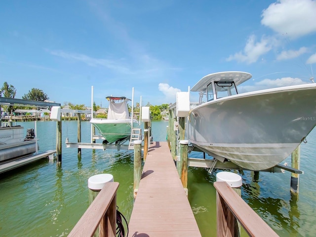 view of dock featuring a water view