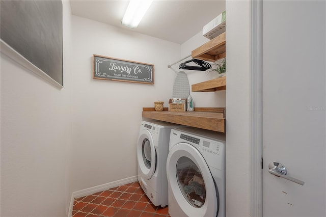 washroom with independent washer and dryer