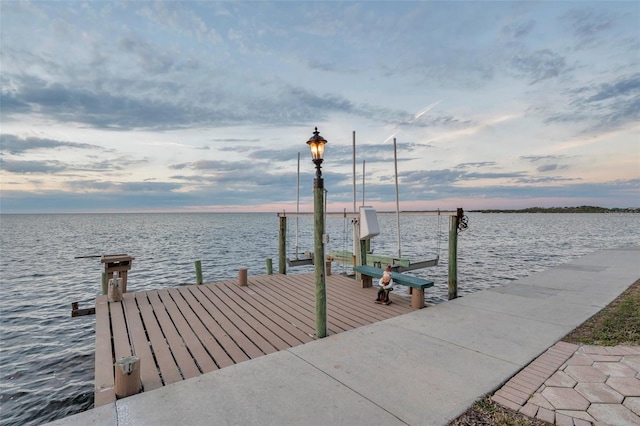 view of dock featuring a water view